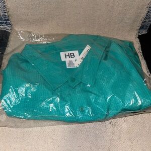Harbor Bay (by DXL) Microfiber Comfort Grid Button Down 5XL NWT Sea Green